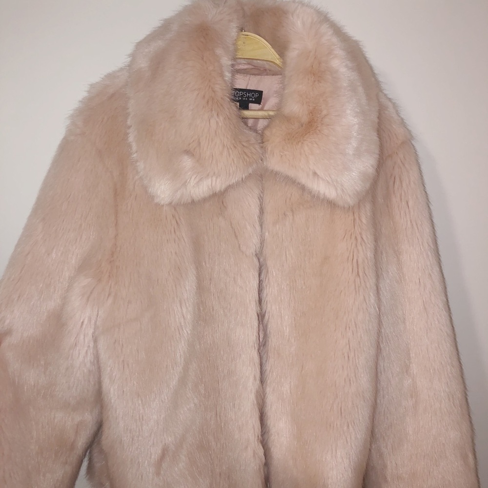 Topshop Blush Faux Fur Jacket